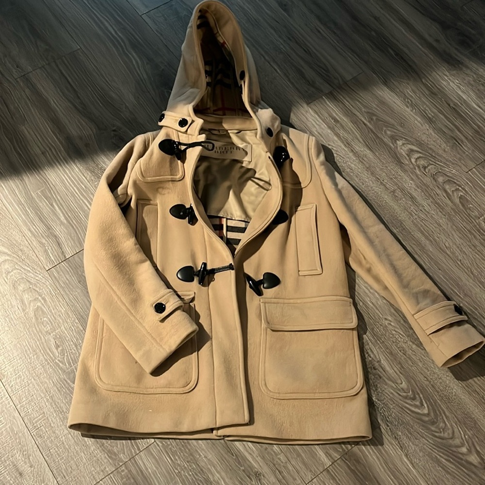 Burberry brit size 8 jacket, UK 10Camel coat. little spots but should come out.